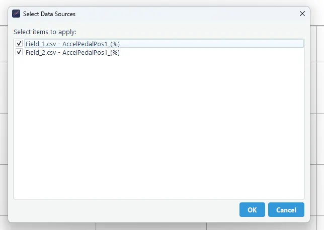 複数データを追加している時にどちらのダータを用いるかを下拶で選択している画面